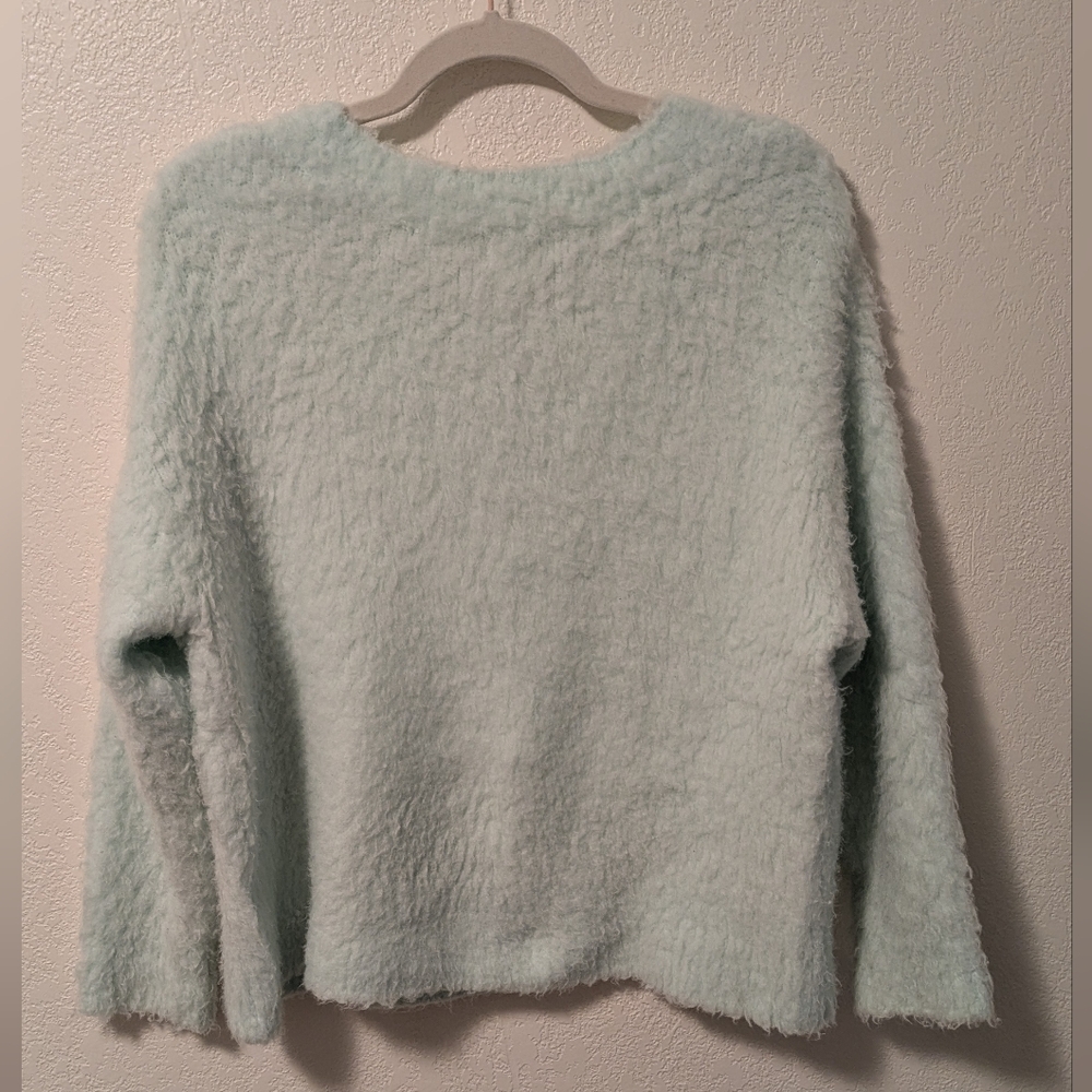 Maeve Cozy Green V-Neck Sweater Plush Knit - Picture 2 of 4
